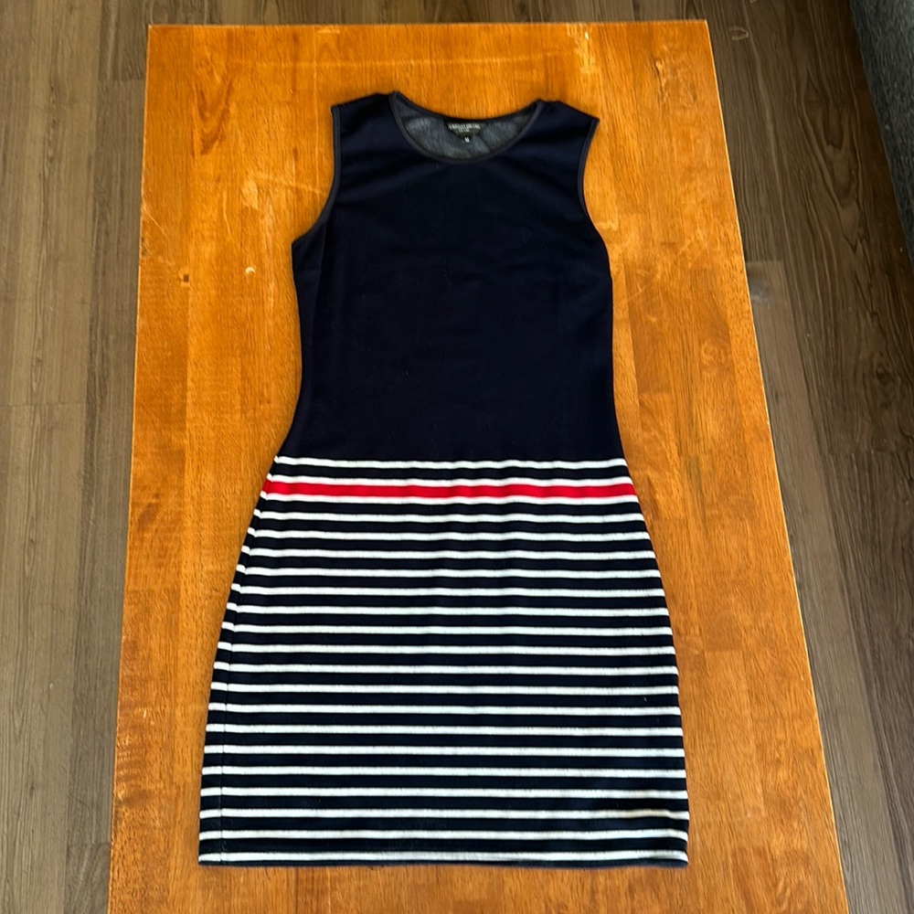 Christian Siriano colorblock striped sleeveless dress